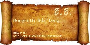 Burgreth Bátony névjegykártya